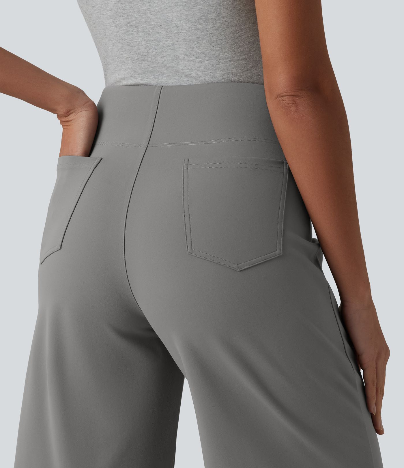 DayStretch - Büro-Bermuda-Shorts mit hohem Bund und Gesäßtaschen