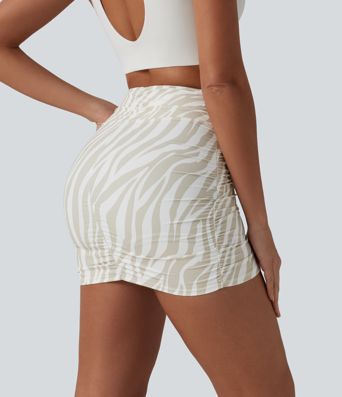 Halara UltraSculpt™ Leopard Print Crossover High Waisted 2-in-1 Bodycon Mini Party Skirt