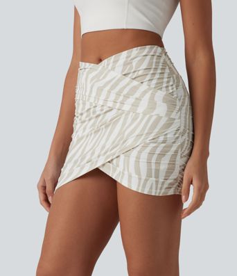 Halara UltraSculpt™ Leopard Print Crossover High Waisted 2-in-1 Bodycon Mini Party Skirt