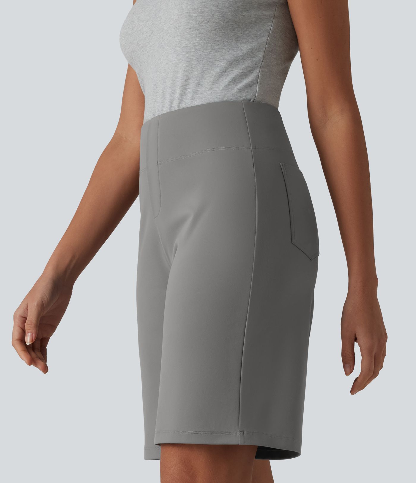 DayStretch - Büro-Bermuda-Shorts mit hohem Bund und Gesäßtaschen