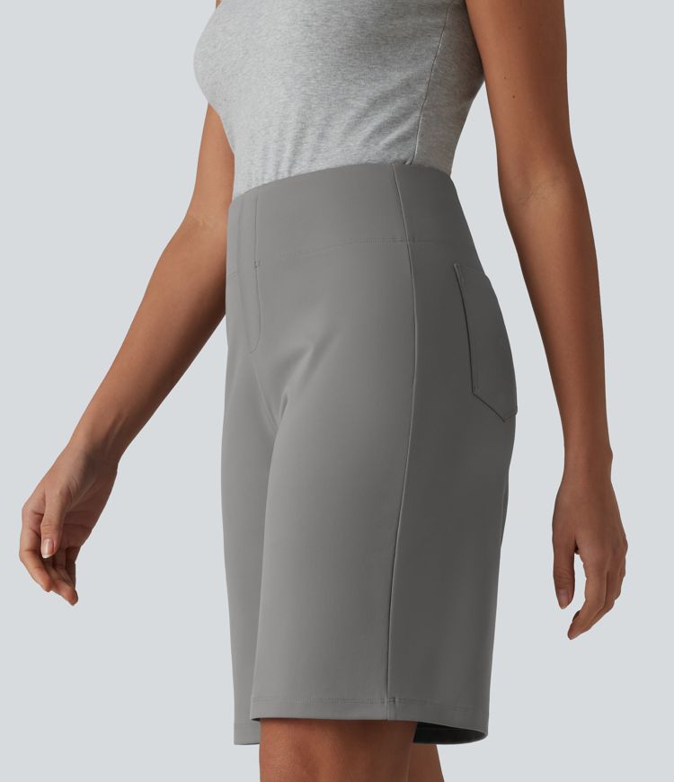 DayStretch - Büro-Bermuda-Shorts mit hohem Bund und Gesäßtaschen