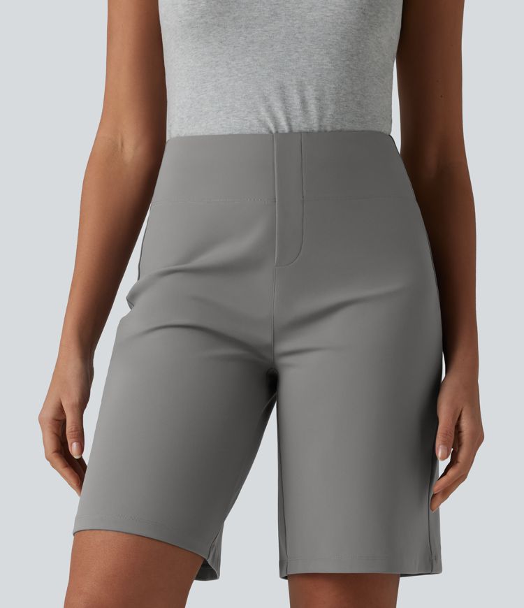 DayStretch - Büro-Bermuda-Shorts mit hohem Bund und Gesäßtaschen