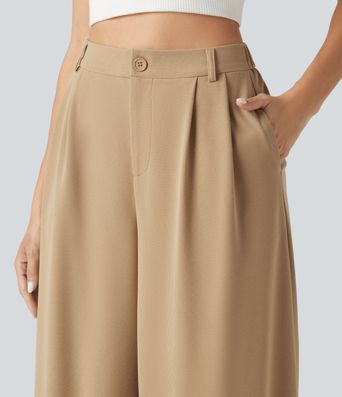 Jogging décontracté taille haute en maille gaufrée avec poches