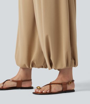 Jogging décontracté taille haute en maille gaufrée avec poches