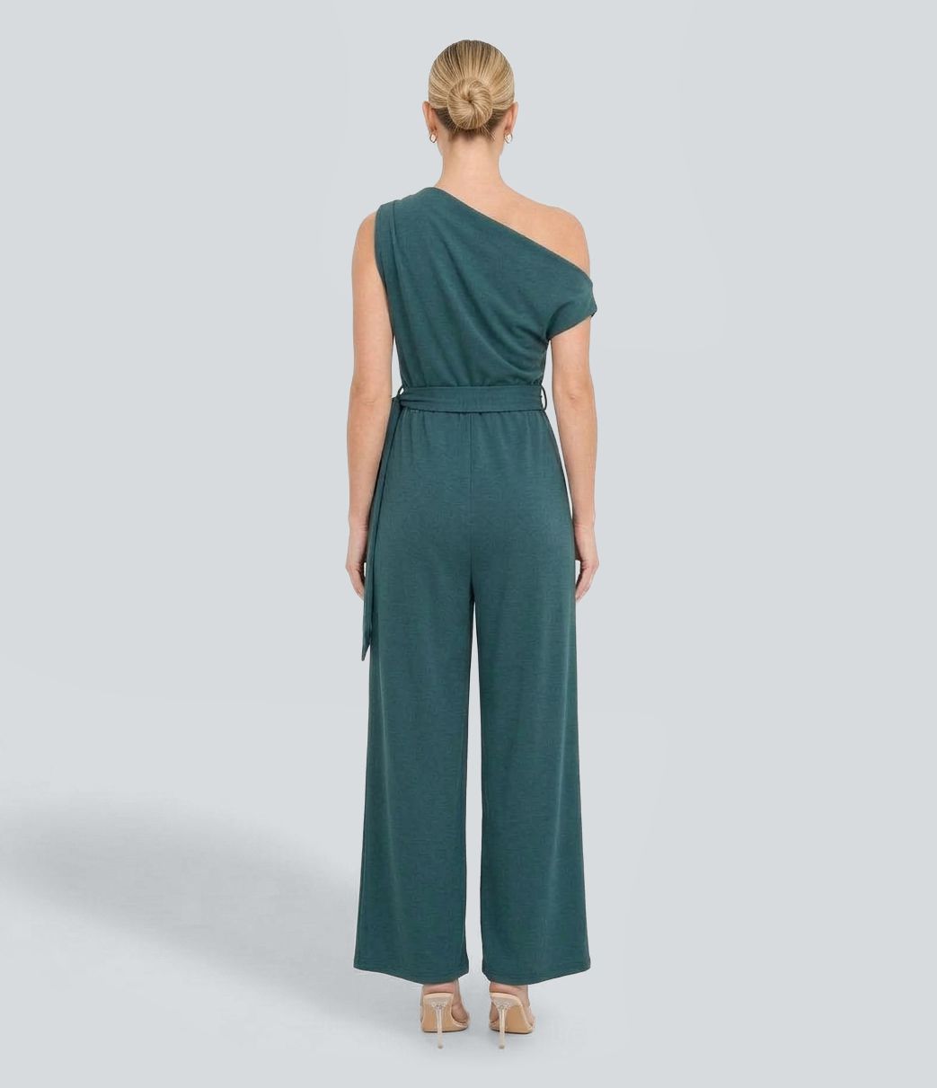 One Shoulder Belted Work Jumpsuit