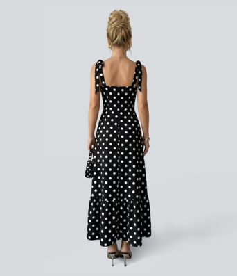 Square Neck Polka Dot Maxi Tank Dress