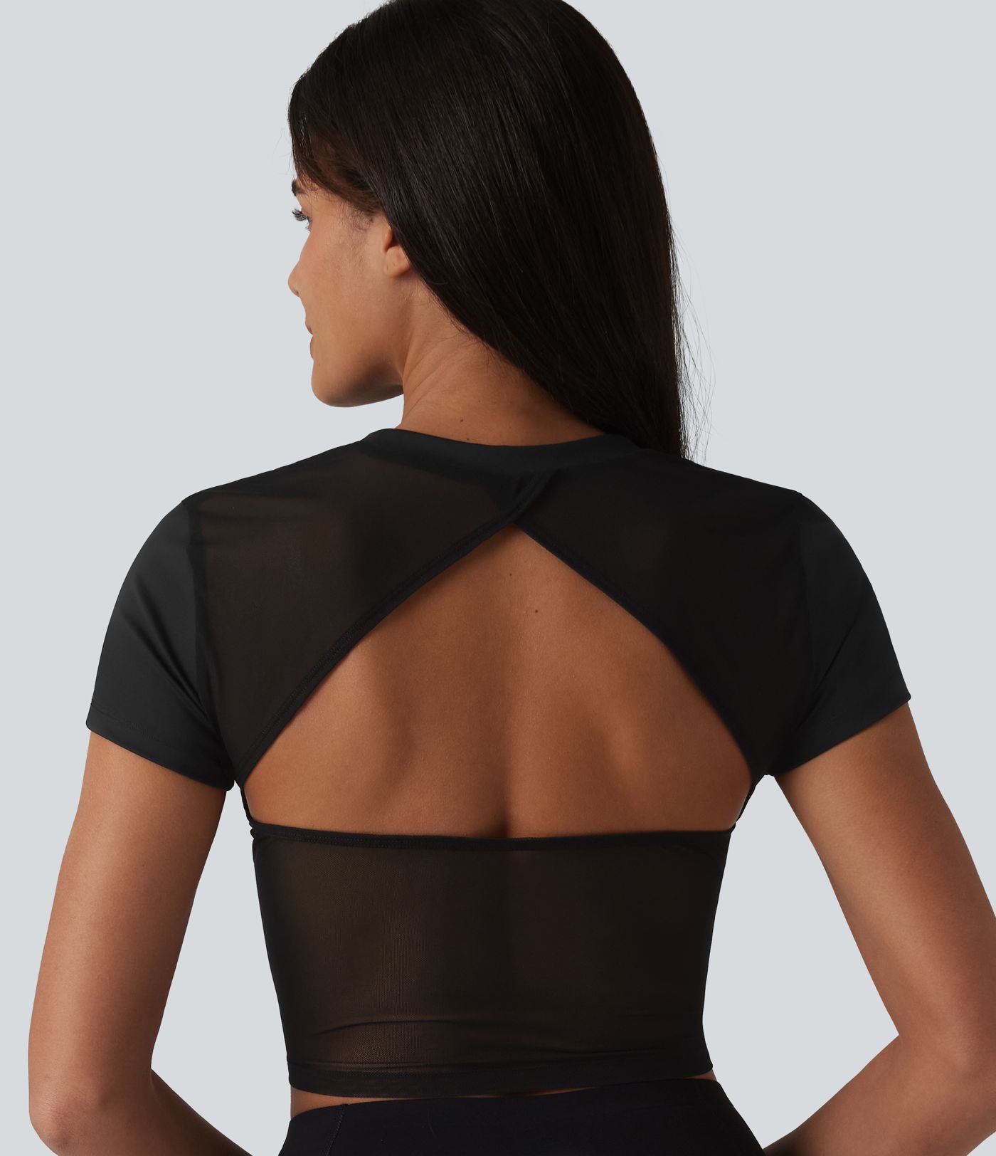 Haut de sport SoftlyZero™ Airy à col rond, manches courtes, dos échancré, maille respirante au toucher frais, protection UPF50+