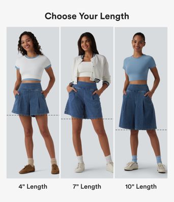 Halara Flex™ High Waisted Denim Casual Baggy Shorts 10'' with Pockets