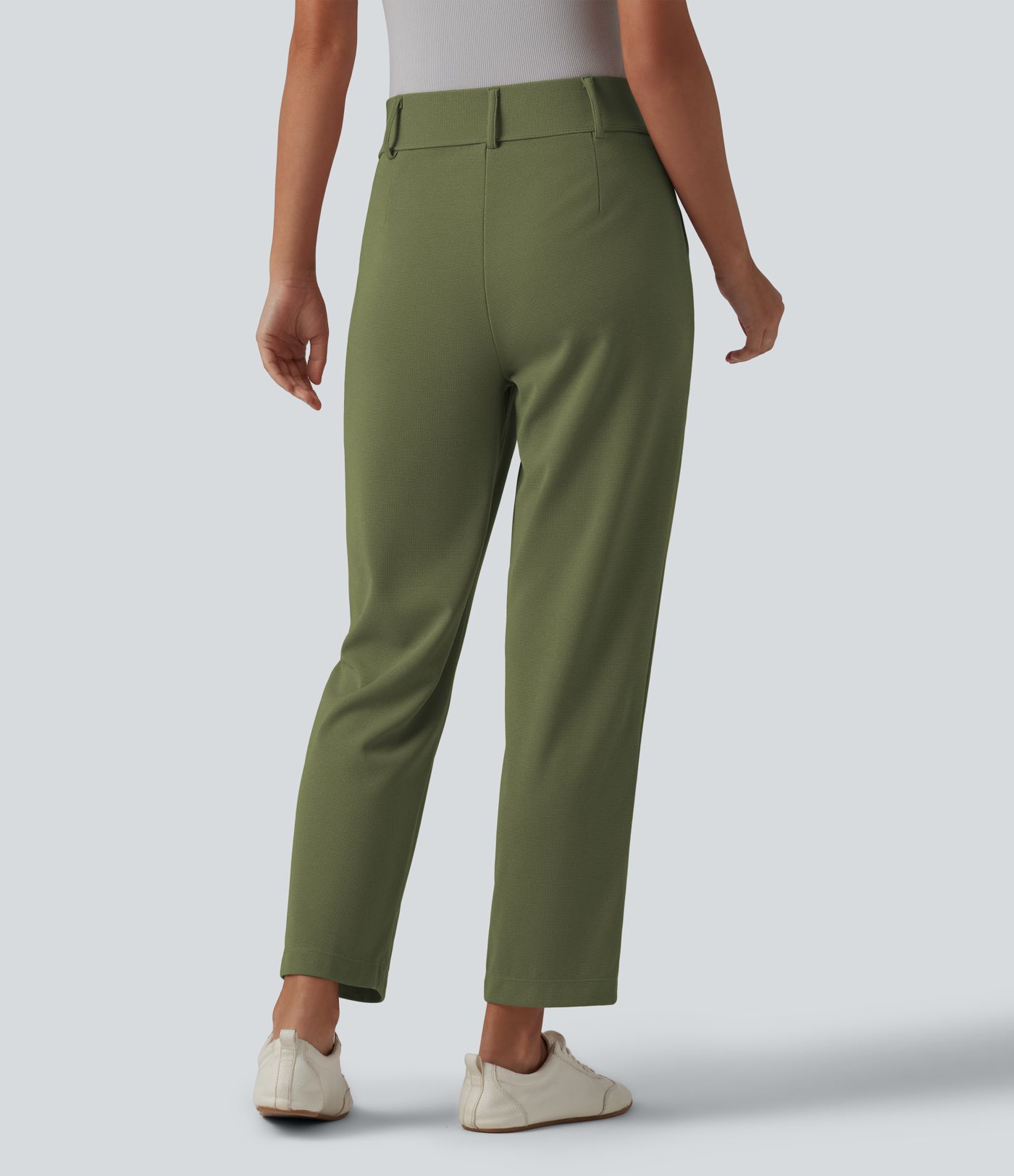 Halara Flex™ - Schmal zulaufende Bürohose mit hohem Bund, Seitentaschen und Waffelstoff