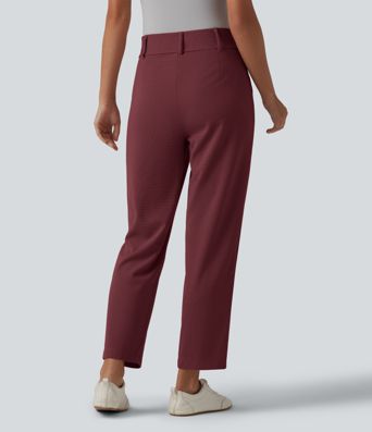 Halara Flex™ - Schmal zulaufende Bürohose mit hohem Bund, Seitentaschen und Waffelstoff