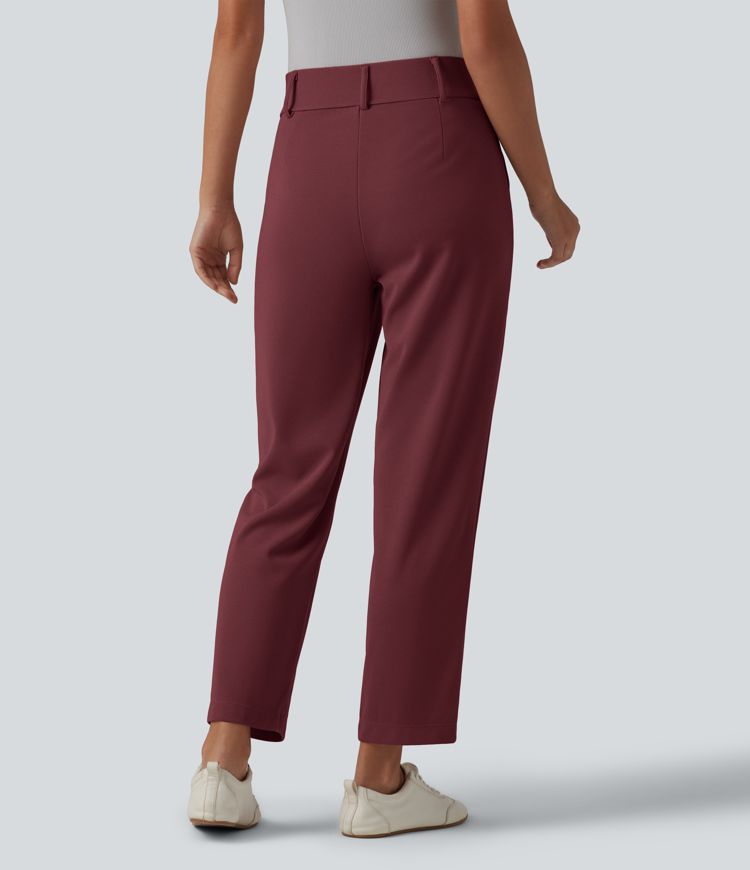Halara Flex™ - Schmal zulaufende Bürohose mit hohem Bund, Seitentaschen und Waffelstoff