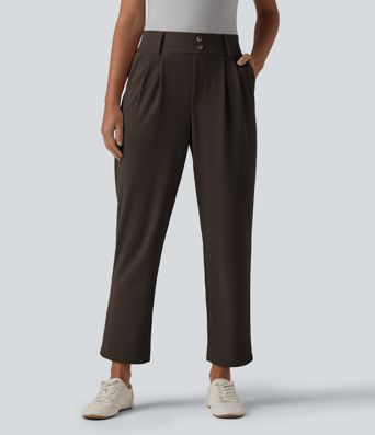 Halara Flex™ High Waisted Tapered Waffle Work Trousers with Pockets Halara Flex™ High Waisted Tapered Waffle Work Trousers with Pockets
