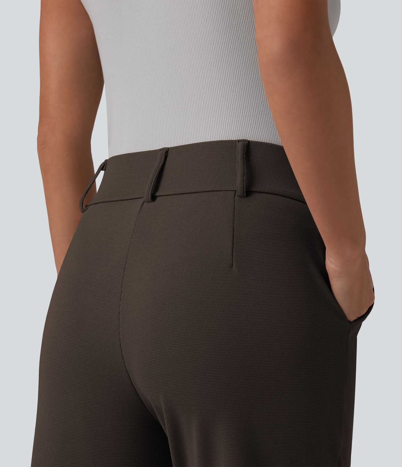 Halara Flex™ High Waisted Tapered Waffle Work Trousers with Pockets Halara Flex™ High Waisted Tapered Waffle Work Trousers with Pockets