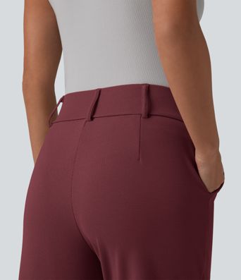 Halara Flex™ - Schmal zulaufende Bürohose mit hohem Bund, Seitentaschen und Waffelstoff