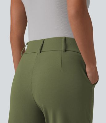 Halara Flex™ - Schmal zulaufende Bürohose mit hohem Bund, Seitentaschen und Waffelstoff