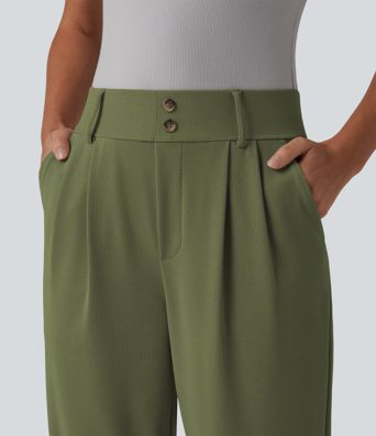Halara Flex™ - Schmal zulaufende Bürohose mit hohem Bund, Seitentaschen und Waffelstoff