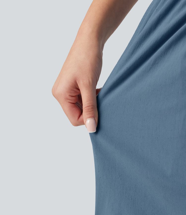 Short décontracté taille haute en lin stretch 12,5 cm avec poches