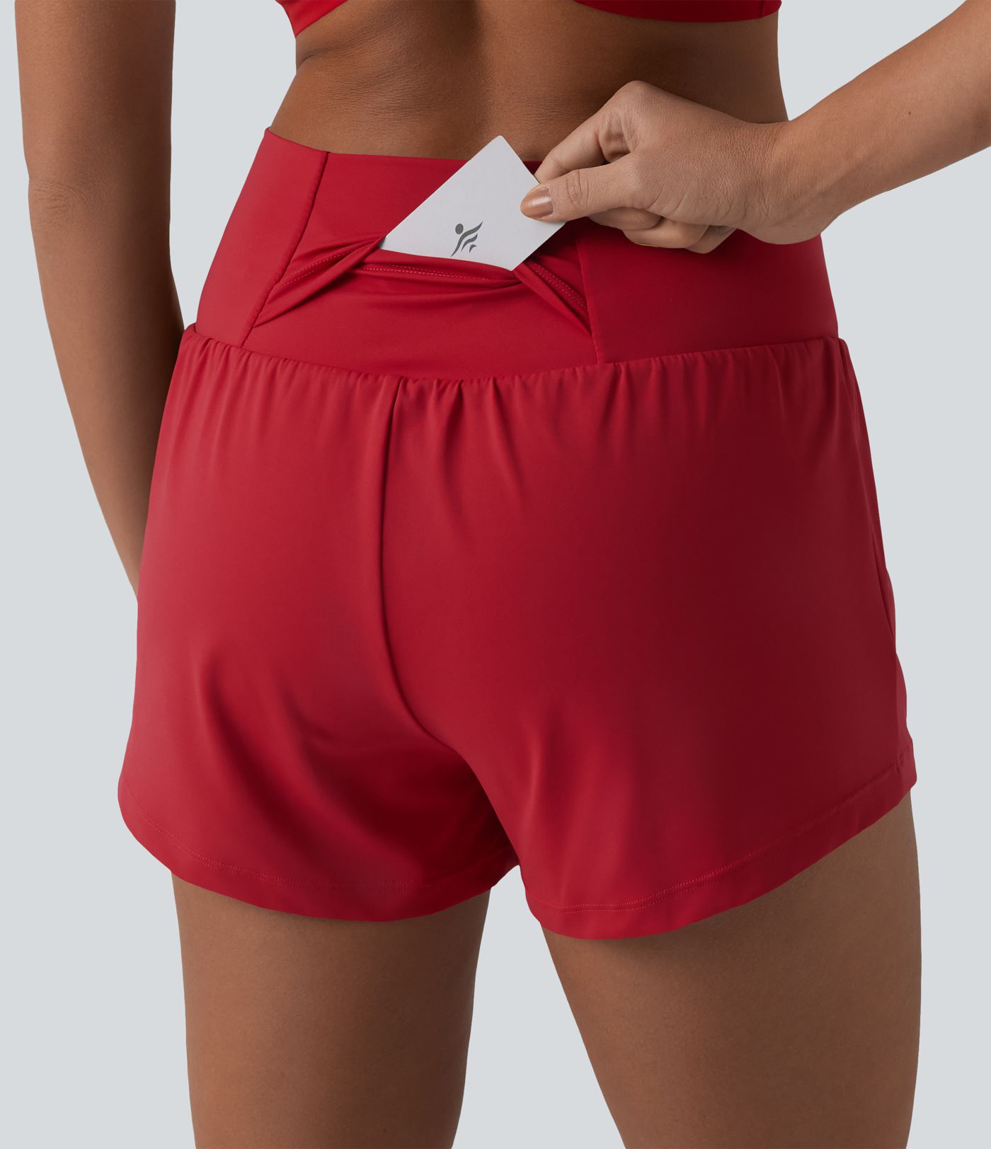 SoftlyZero™ Airy Crossover High Waisted 2-in-1 Cool Touch Yoga Shorts 3'' with Pockets