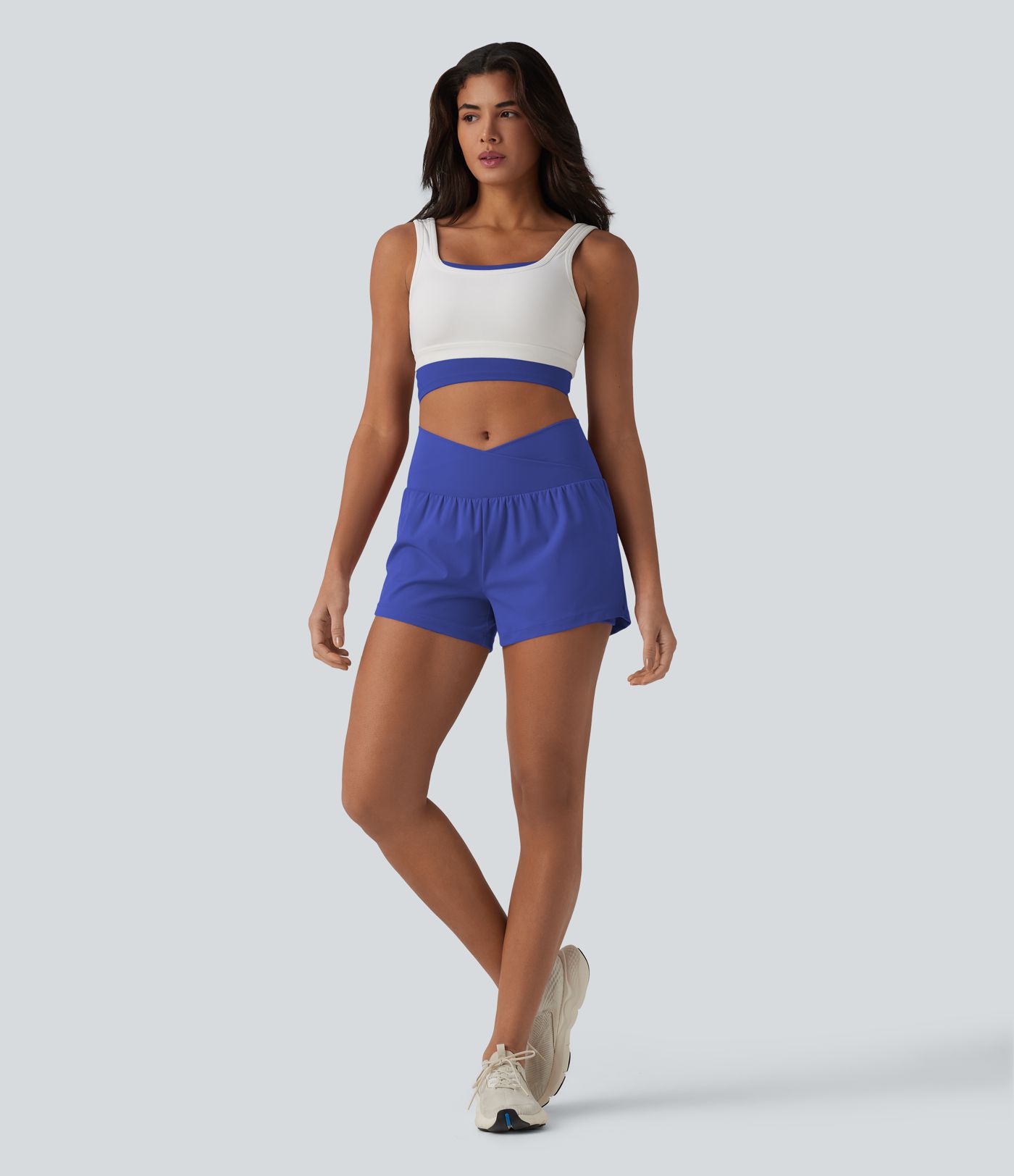 Short de yoga 2-en-1 SoftlyZero™ Airy croisé taille haute 7,5 cm toucher frais avec poches