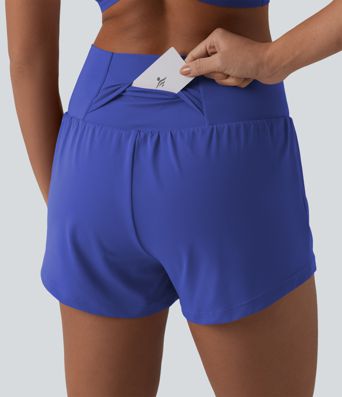 Short de yoga 2-en-1 SoftlyZero™ Airy croisé taille haute 7,5 cm toucher frais avec poches