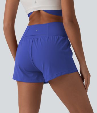 Short de yoga 2-en-1 SoftlyZero™ Airy croisé taille haute 7,5 cm toucher frais avec poches