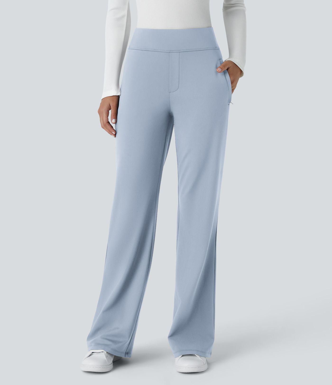 Halara Flex™ DayStretch Mid Rise Side Zipper Pocket Work Flare Pants