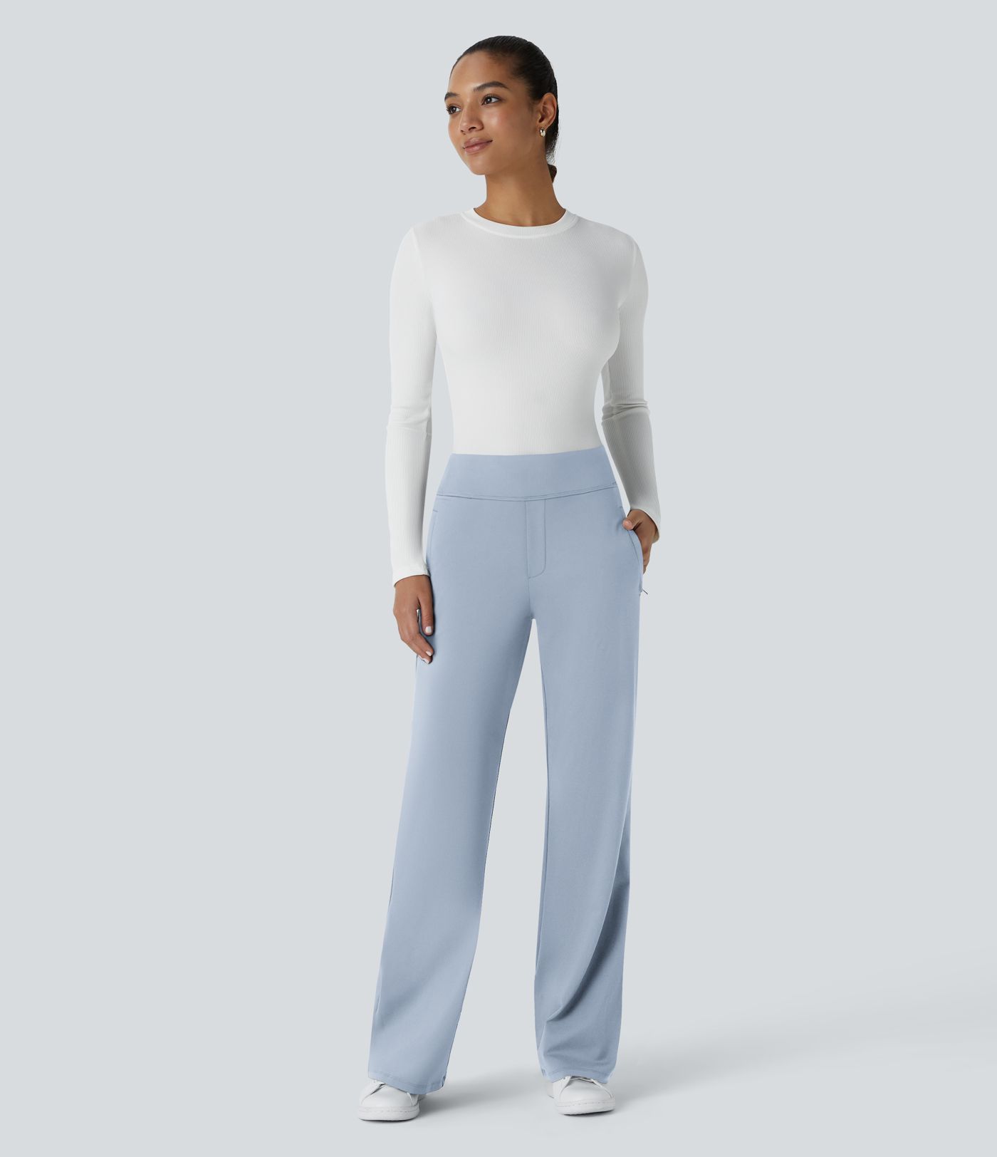 Halara Flex™ DayStretch Mid Rise Side Zipper Pocket Work Flare Pants