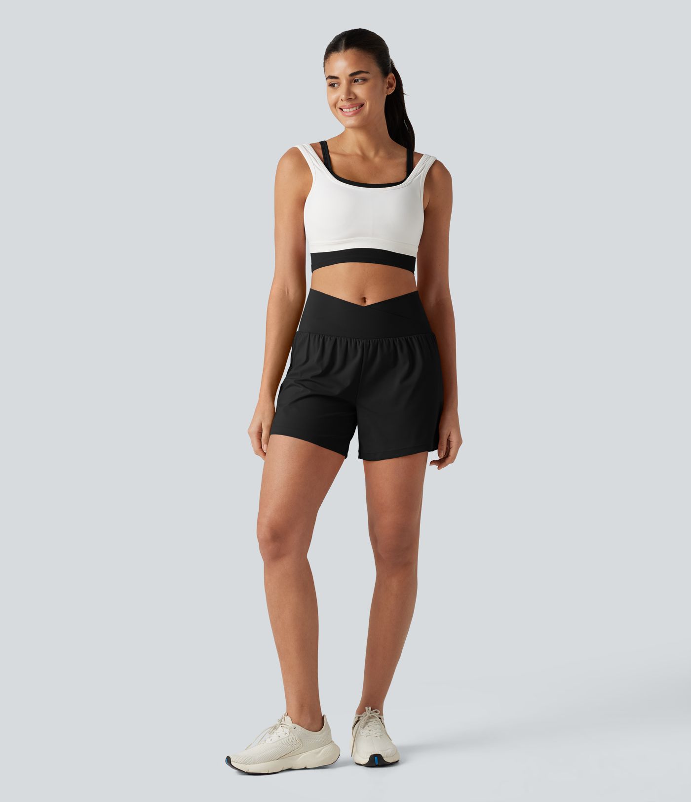 SoftlyZero™ Airy Crossover High Waisted 2-in-1 Cool Touch Yoga Shorts 5'' with Pockets SoftlyZero™ Airy Crossover High Waisted 2-in-1 Cool Touch Yoga Shorts 5'' with Pockets
