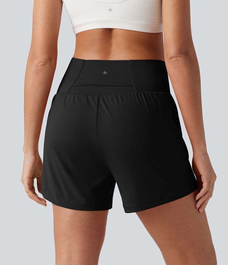 SoftlyZero™ Airy Crossover High Waisted 2-in-1 Cool Touch Yoga Shorts 5'' with Pockets SoftlyZero™ Airy Crossover High Waisted 2-in-1 Cool Touch Yoga Shorts 5'' with Pockets