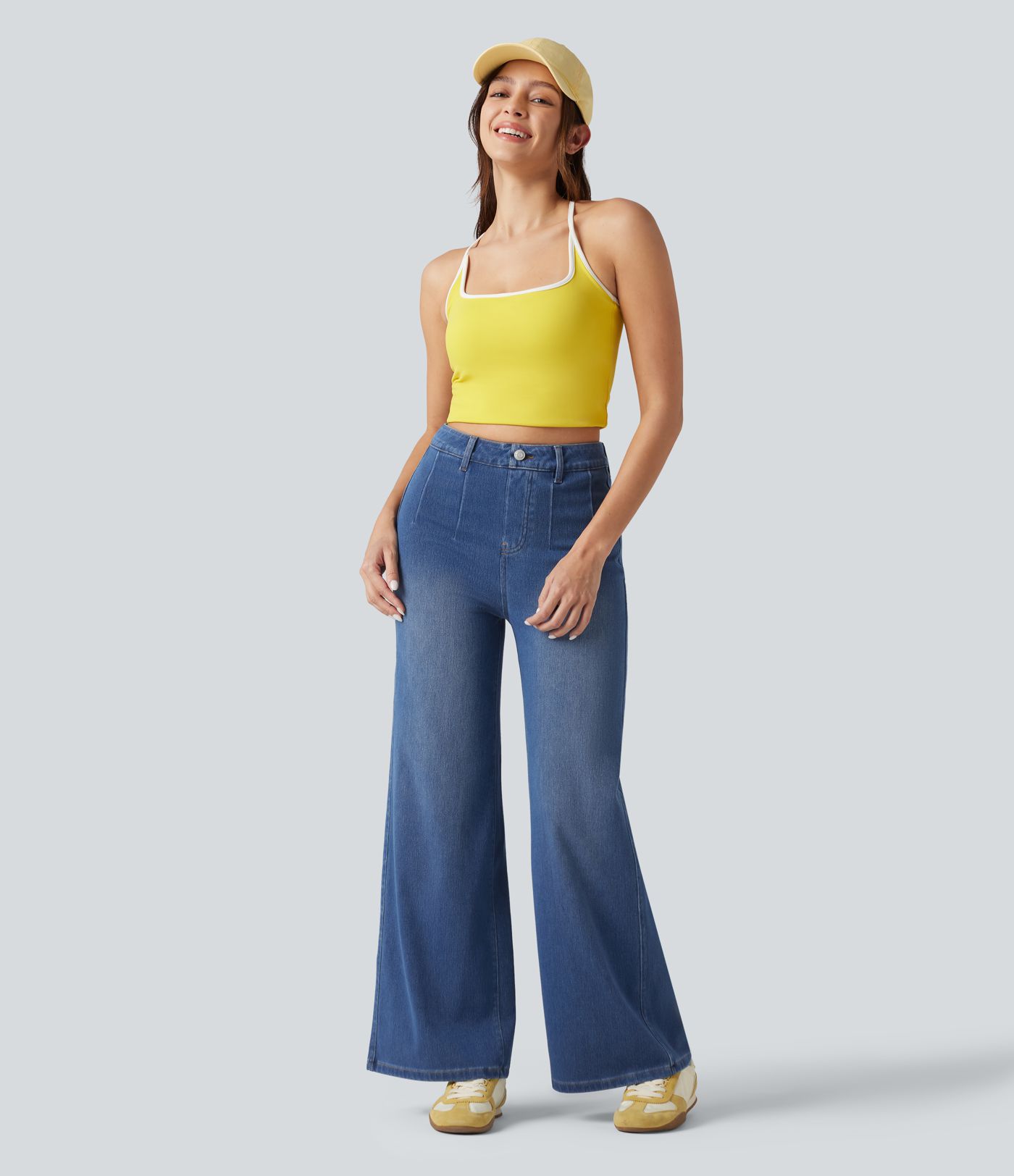 Halara Flex™ Curvy High Waisted Tummy Control Wide Leg Casual Jeans with Pockets Halara Flex™ Curvy High Waisted Tummy Control Wide Leg Casual Jeans with Pockets