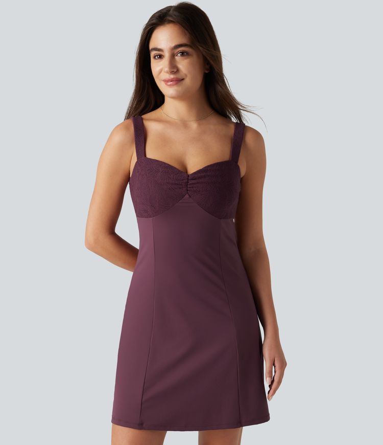 Softlyzero™ Airy - Lässiges Minikleid mit Kontrastspitze, Bindeband hinten und Cool-Touch