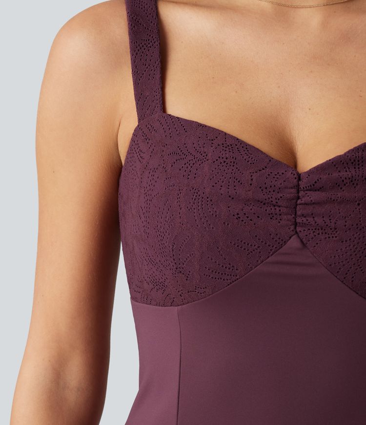 Softlyzero™ Airy - Lässiges Minikleid mit Kontrastspitze, Bindeband hinten und Cool-Touch