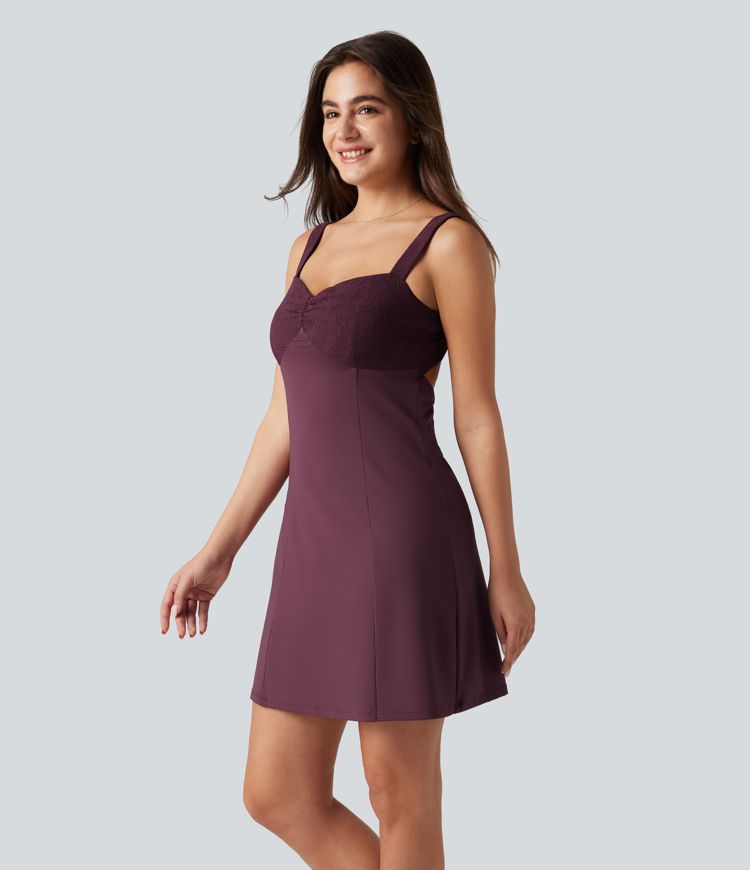 Softlyzero™ Airy - Lässiges Minikleid mit Kontrastspitze, Bindeband hinten und Cool-Touch