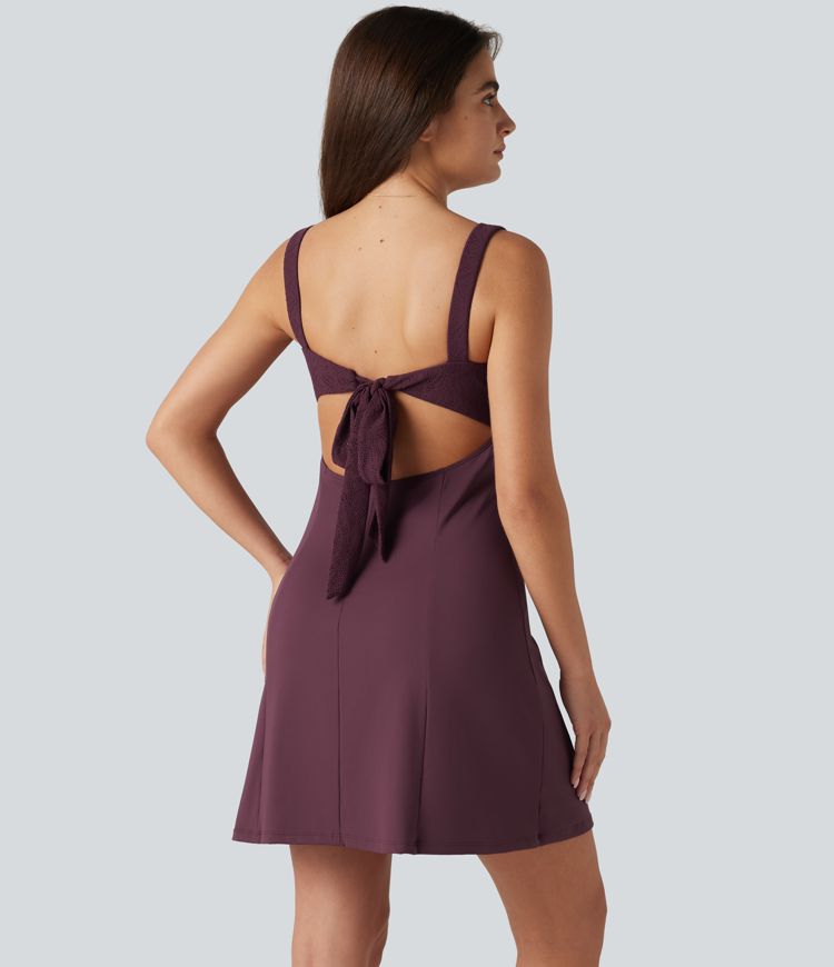 Softlyzero™ Airy - Lässiges Minikleid mit Kontrastspitze, Bindeband hinten und Cool-Touch