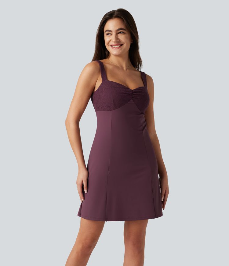 Softlyzero™ Airy - Lässiges Minikleid mit Kontrastspitze, Bindeband hinten und Cool-Touch