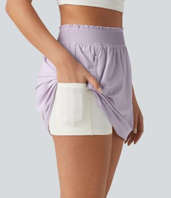High Waisted 2-in-1 Mini Tennis Skirt with Pockets