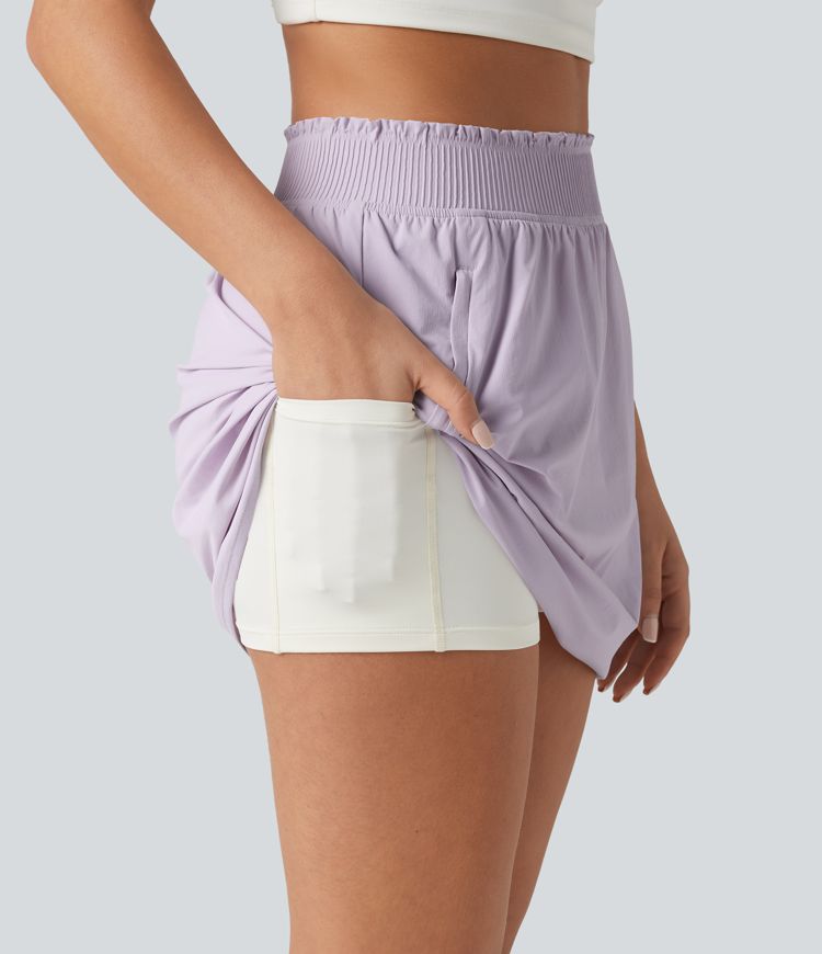 High Waisted 2-in-1 Mini Tennis Skirt with Pockets