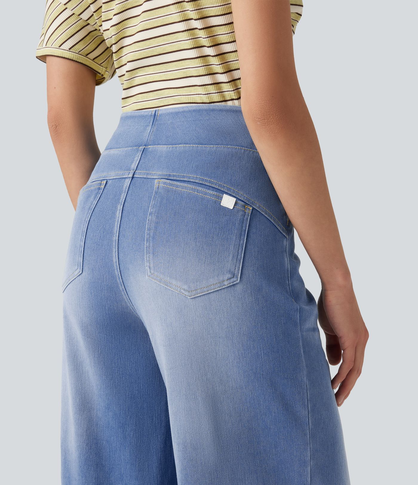 Halara Flex™ High Waisted Wide Leg Washed Casual Jeans with Pockets