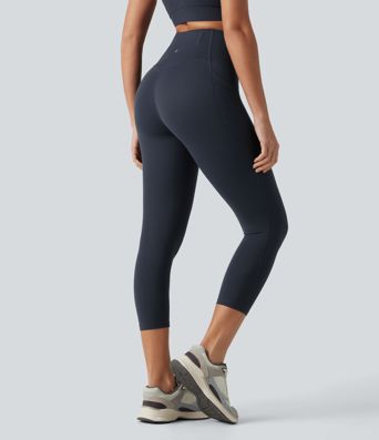 Halara UltraSculpt™ High Waisted Anti-Roll Tummy Control Shaping Yoga Capri Leggings with Pockets