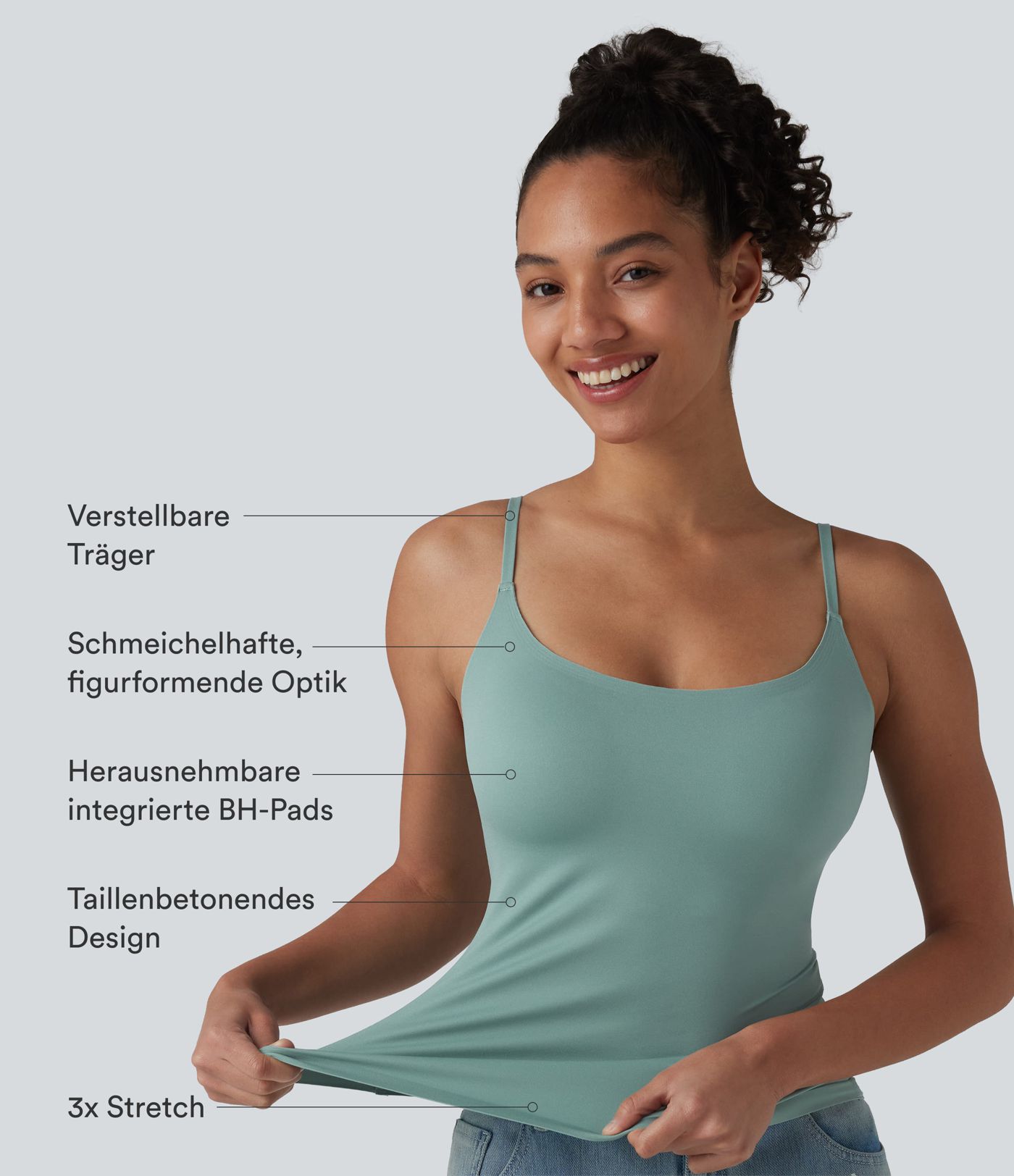 Lässiges Tanktop mit Rundhalsausschnitt und integriertem BH - B-E Cups