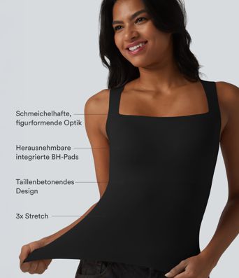 Lässiges Tanktop mit quadratischem Ausschnitt und integriertem BH - B-E Cups