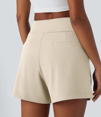 DayStretch High Waisted Work Baggy Shorts 4'' with Pockets