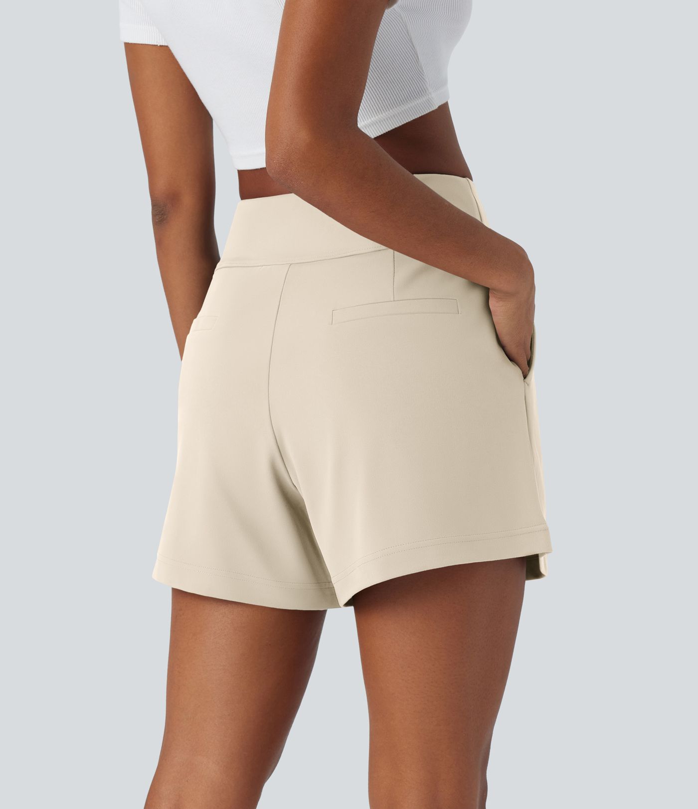 DayStretch High Waisted Work Baggy Shorts 4'' with Pockets