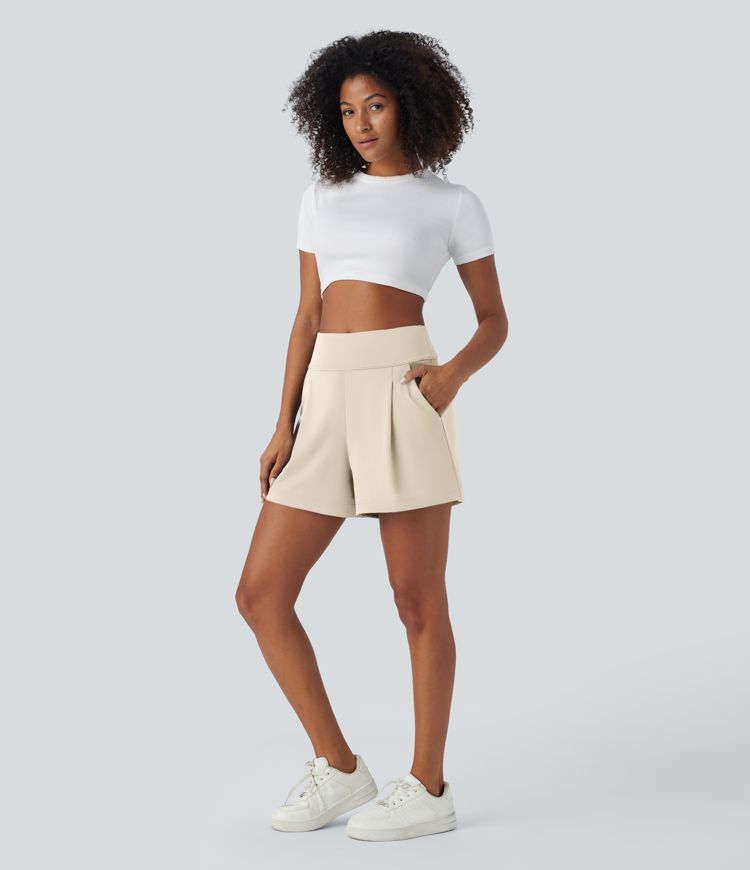 DayStretch High Waisted Work Baggy Shorts 4'' with Pockets