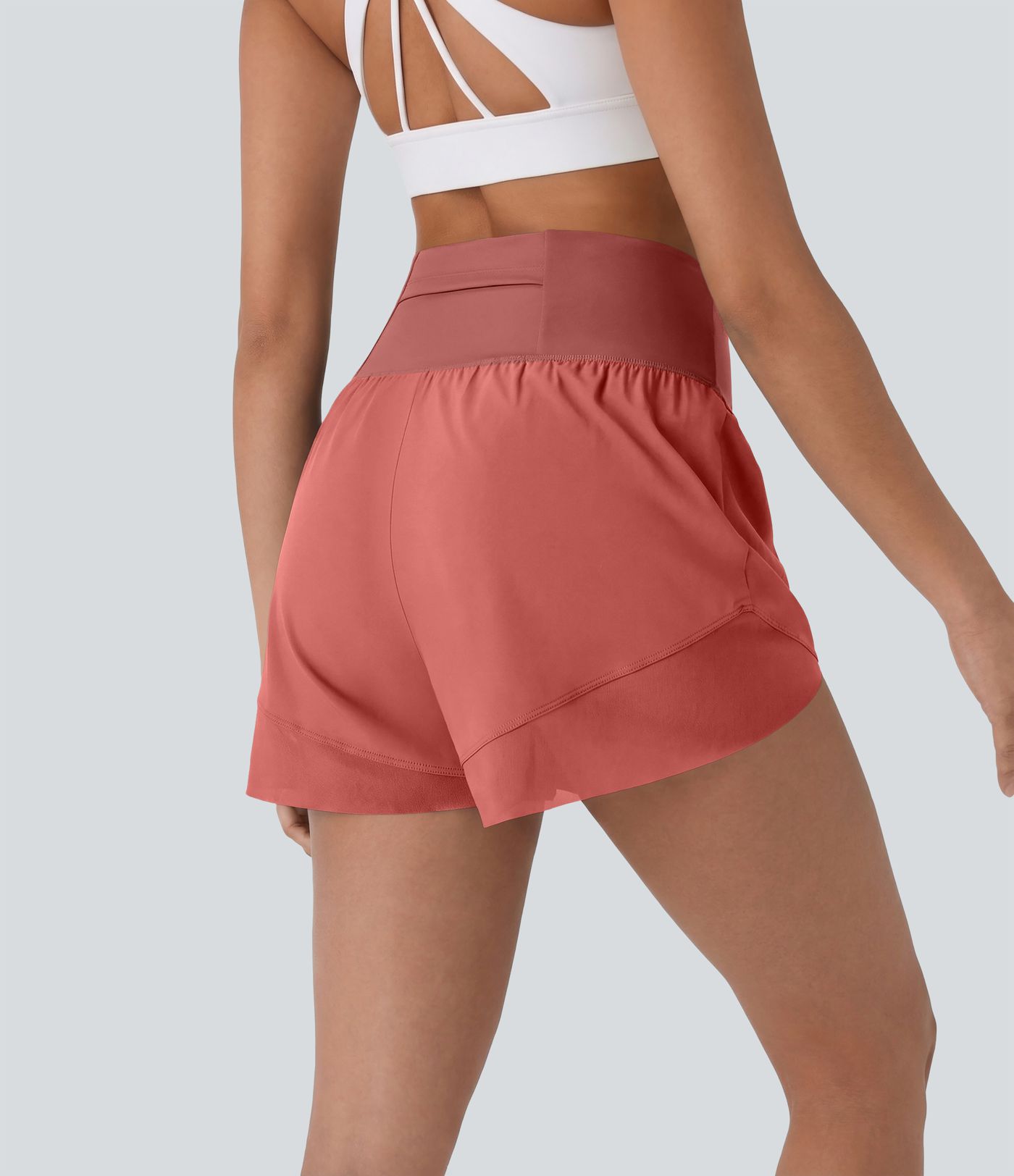 Breezeful™ High Waisted Pocket Crossover Hem Quick Dry Yoga Shorts