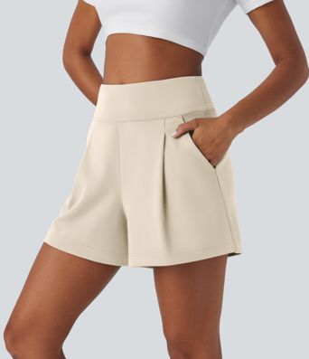 DayStretch High Waisted Work Baggy Shorts 4'' with Pockets