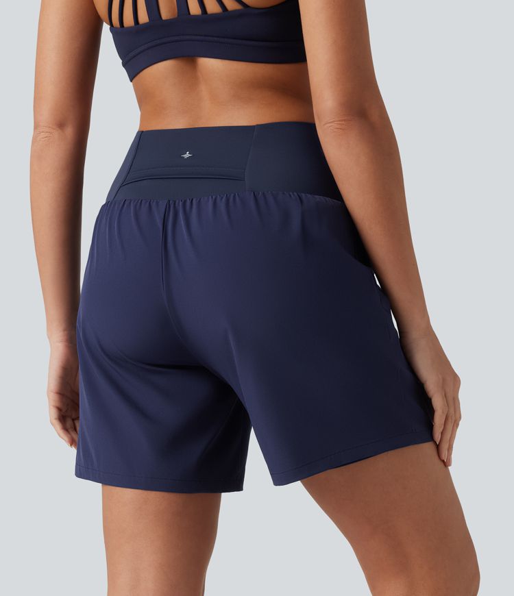 Breezeful™ - 2-in-1 Yoga-Shorts mit hohem Bund und mehreren Taschen - schnelltrocknend, 17,8 cm