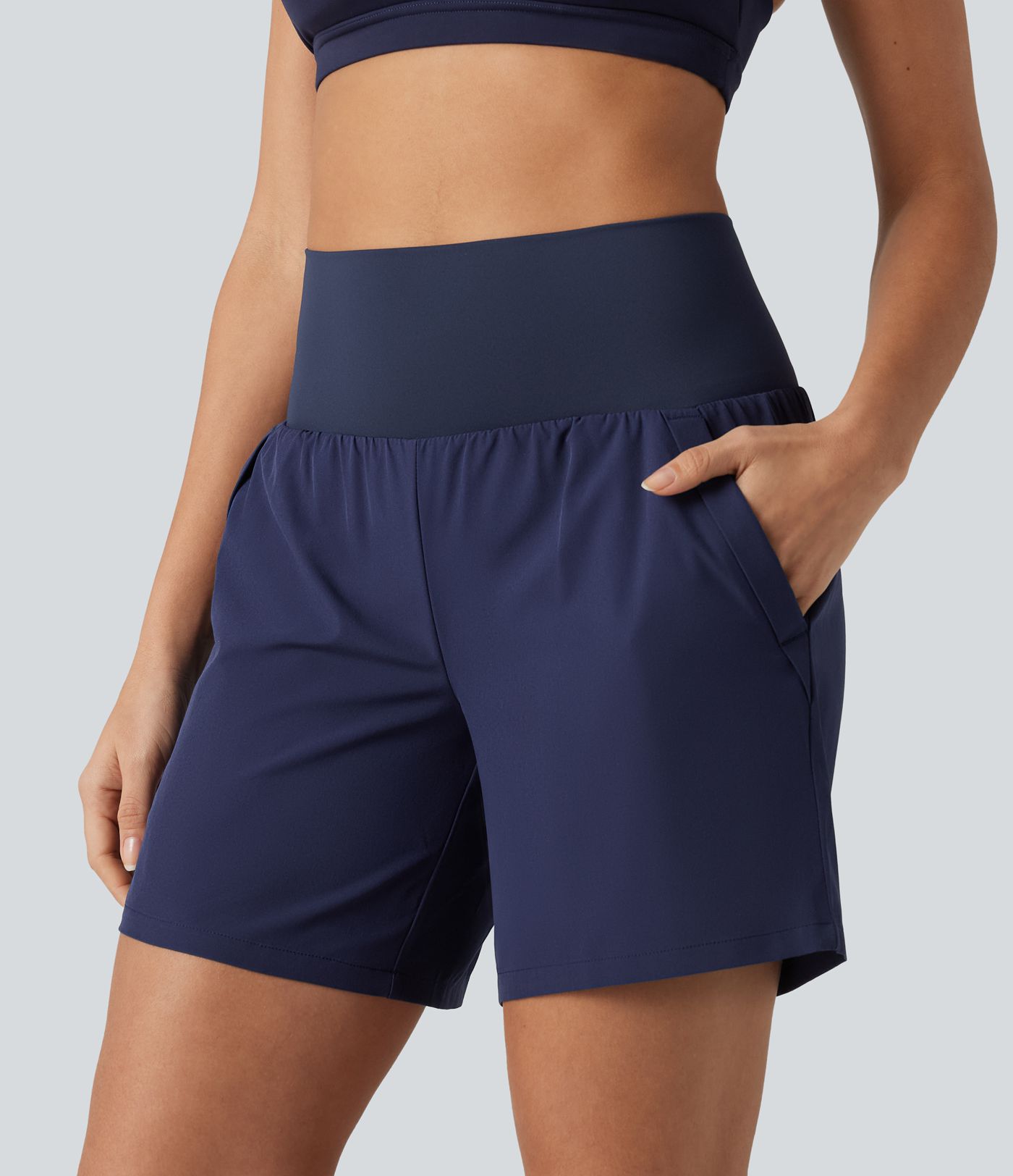 Breezeful™ - 2-in-1 Yoga-Shorts mit hohem Bund und mehreren Taschen - schnelltrocknend, 17,8 cm