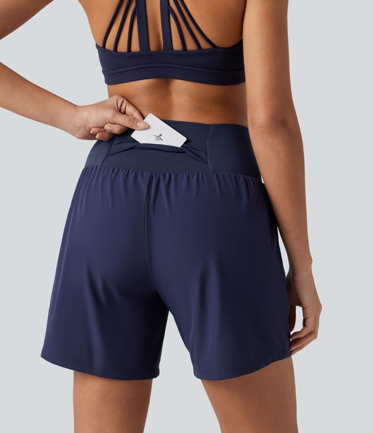 Breezeful™ - 2-in-1 Yoga-Shorts mit hohem Bund und mehreren Taschen - schnelltrocknend, 17,8 cm