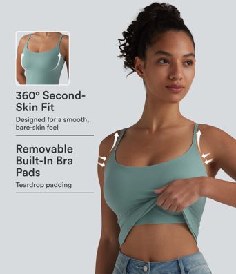 Scoop Neck Built-in Bra Casual Tank Top B-E Cups